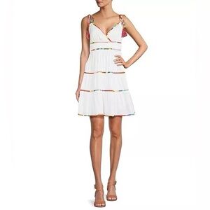 Antonio Melani Keri tiered multicolor summer dress with tasseled shoulder ties